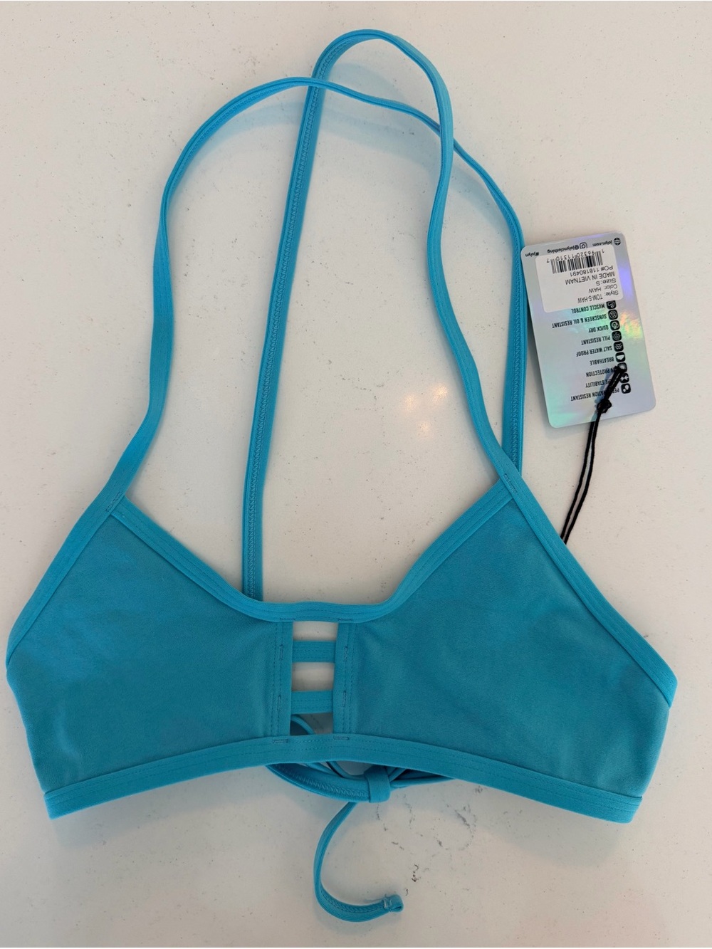 Jolyn Clothing Turquoise Blue Strappy Swim Bikini Top